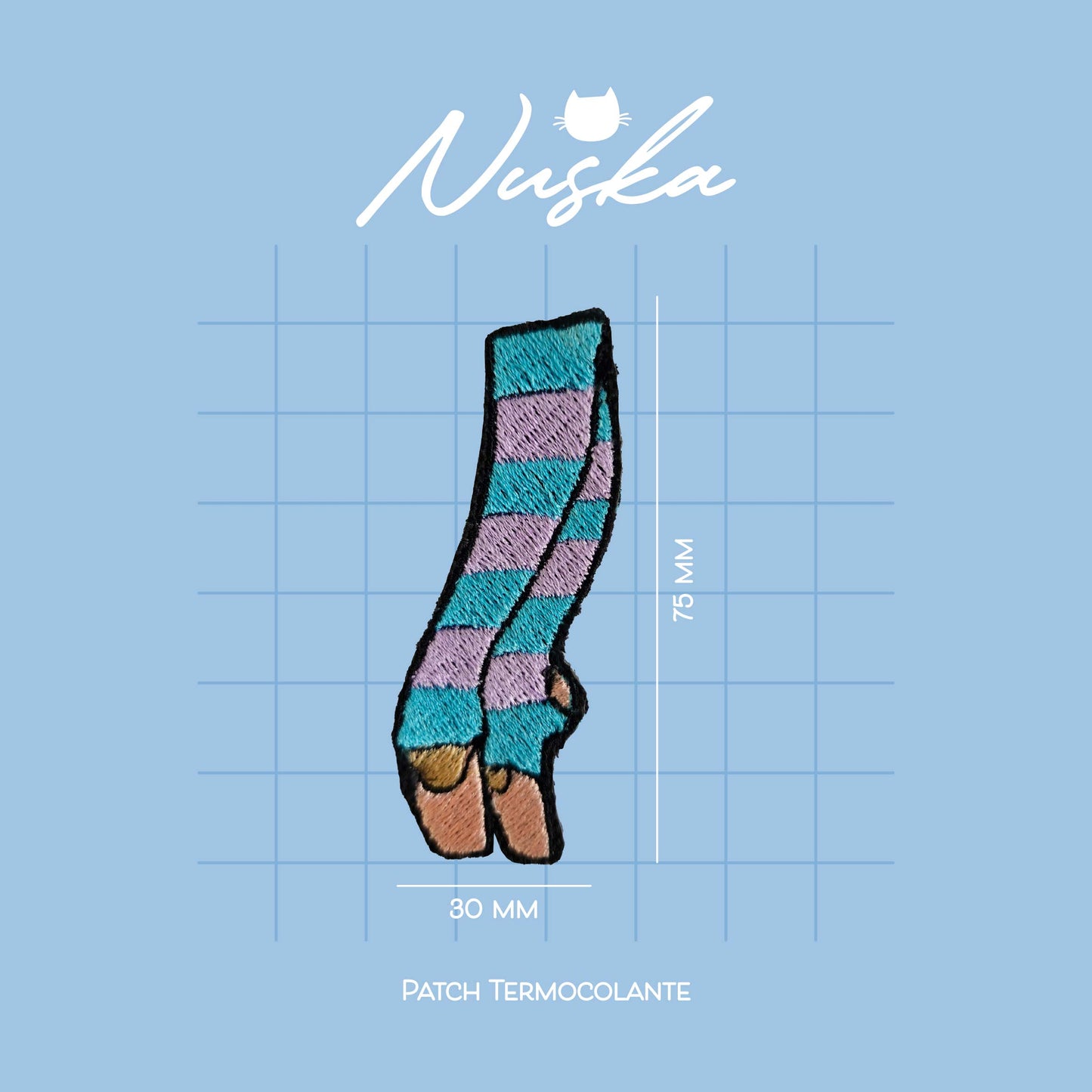Patch Termocolante Bordado - Ballet Ponta com Polaina Azul e Lilás