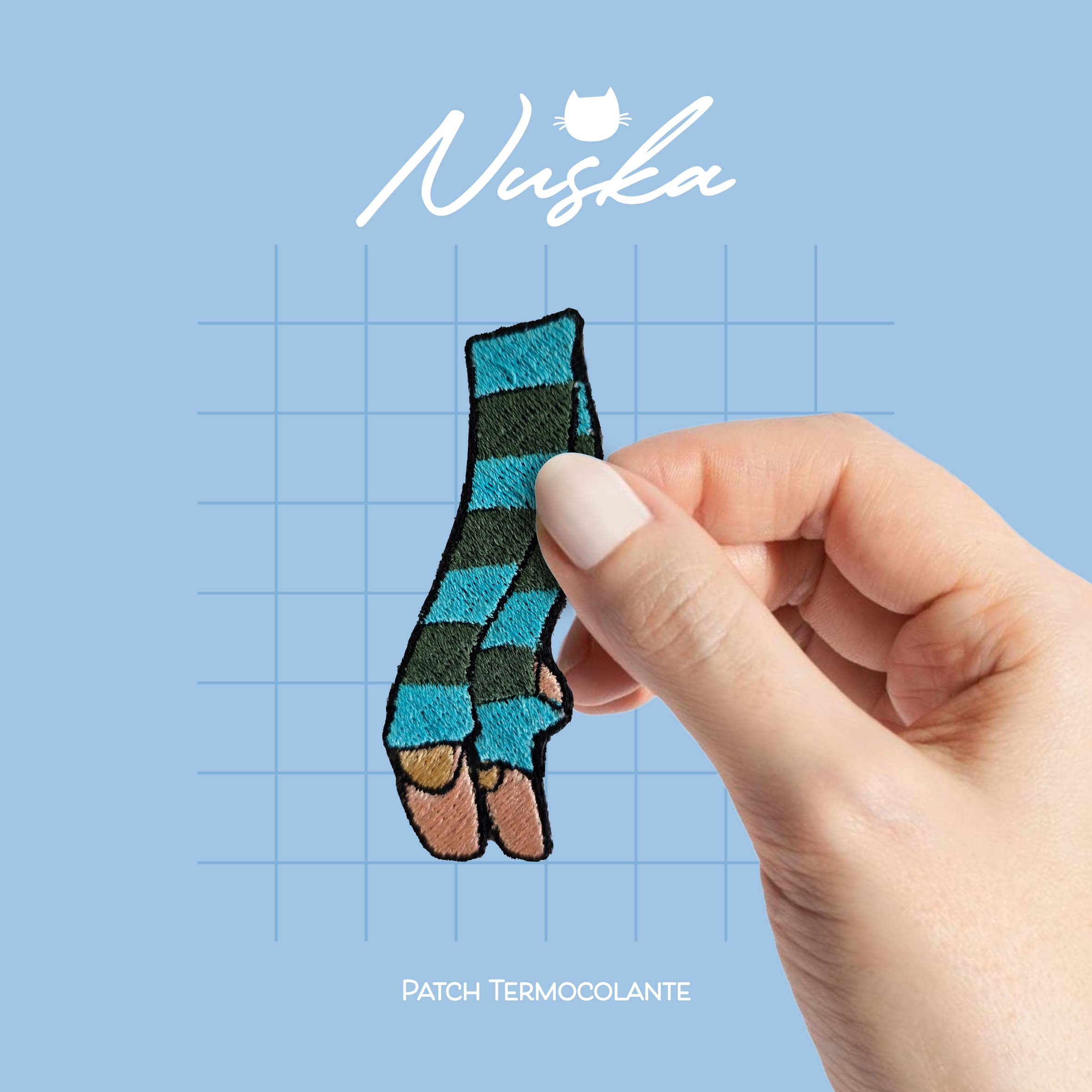 Patch Termocolante Bordado - Ballet Ponta com Polaina Azul e Verde