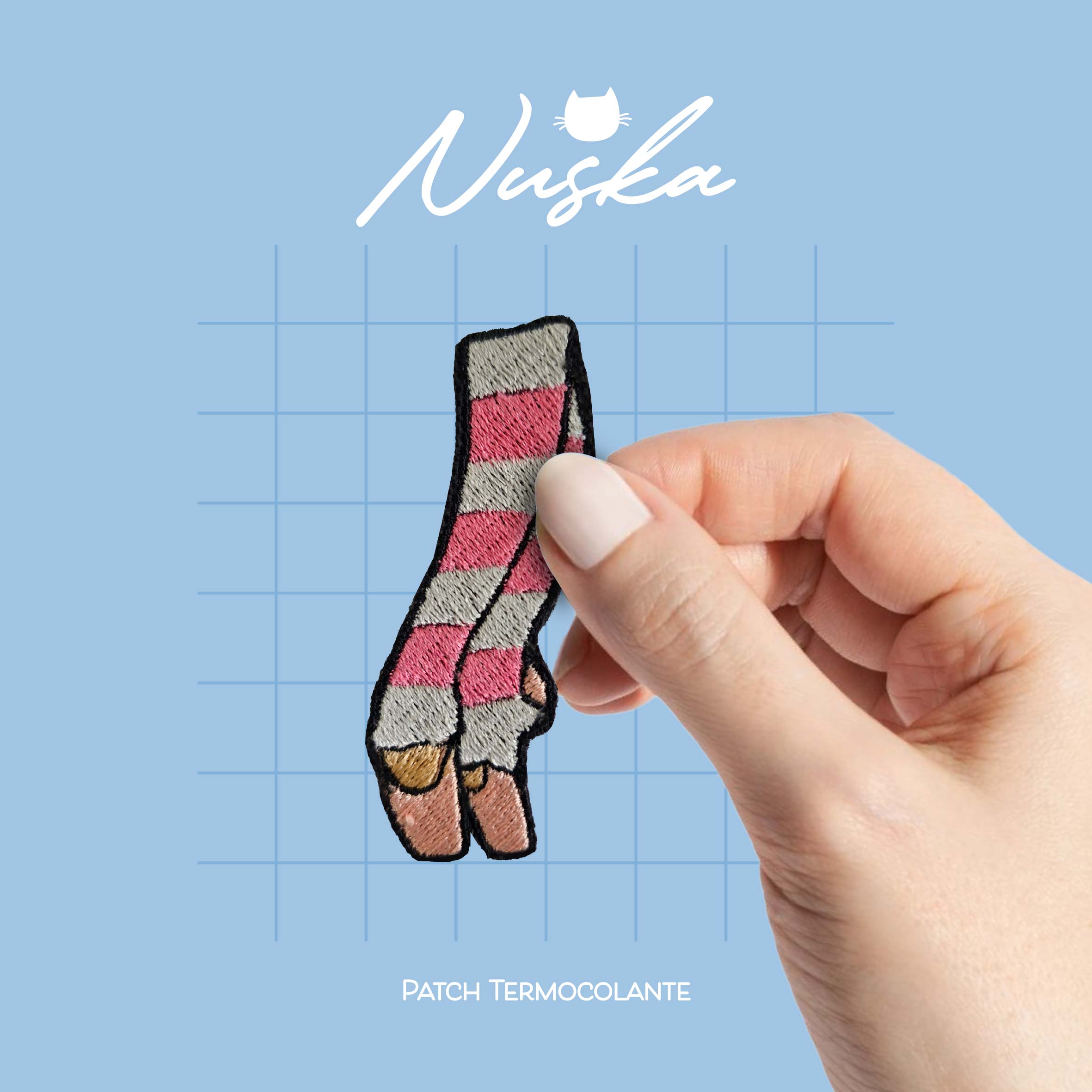 Patch Termocolante Bordado - Ballet Ponta com Polaina Rosa e Branco