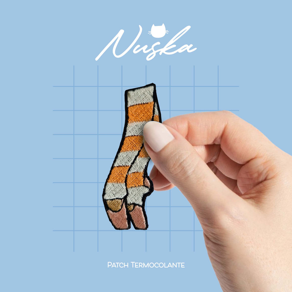 Patch Termocolante Bordado - Ballet Ponta com Polaina Laranja e Branco