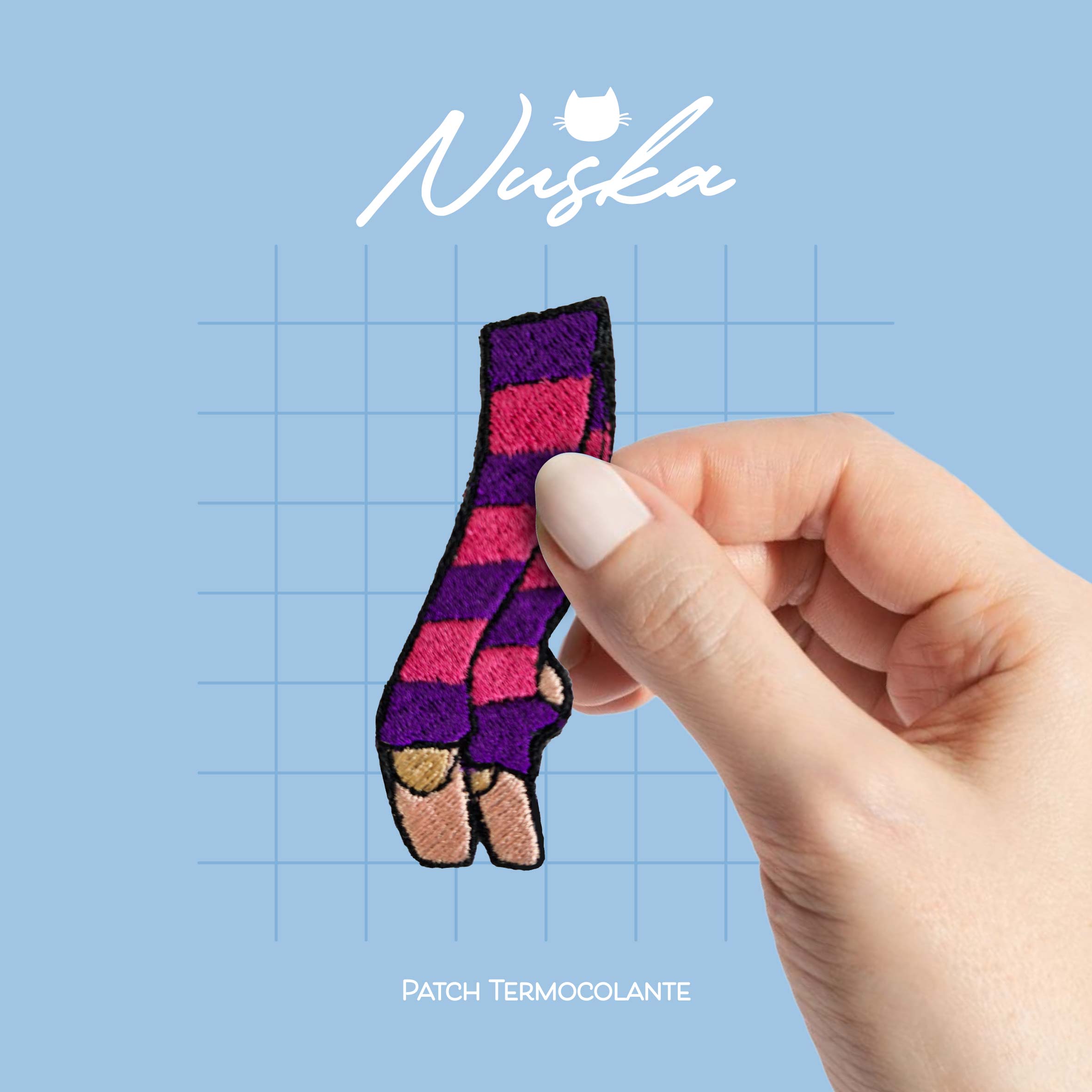 Patch Termocolante Bordado - Ballet Ponta com Polaina Roxo e Pink